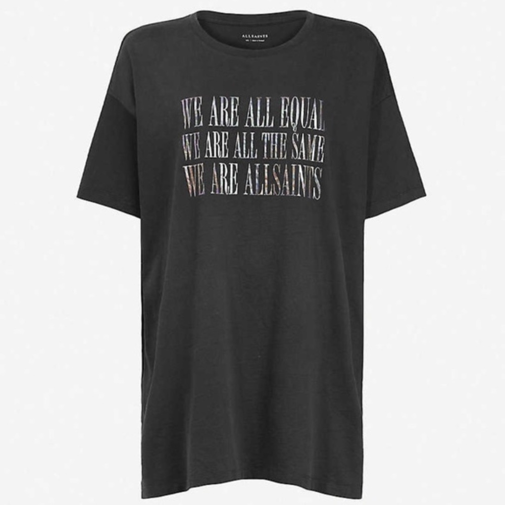 ALLSAINTS Equality Cori Washed Black "We Are All Equal" Graphic Tee Size XS / S